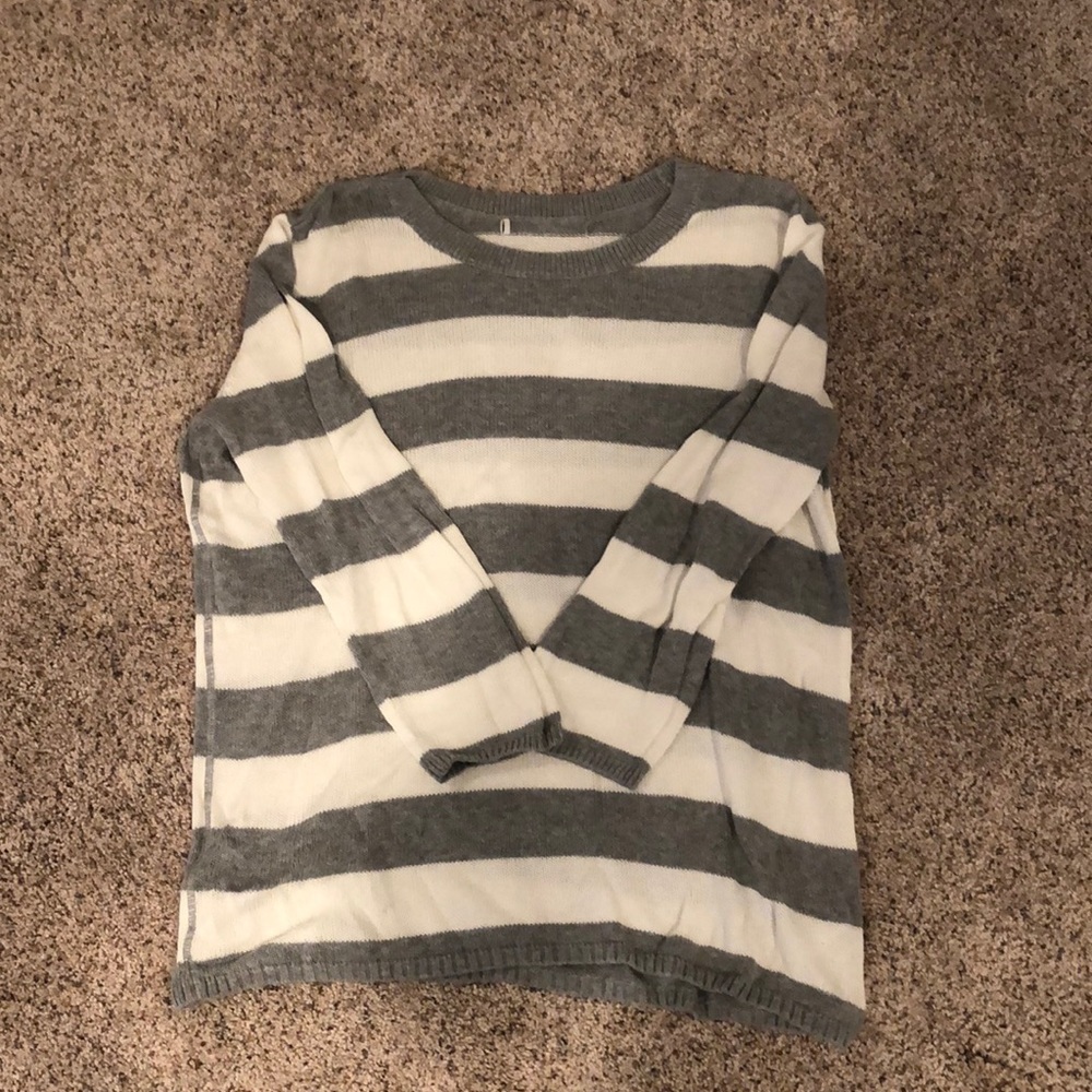 Gray and white striped sweater